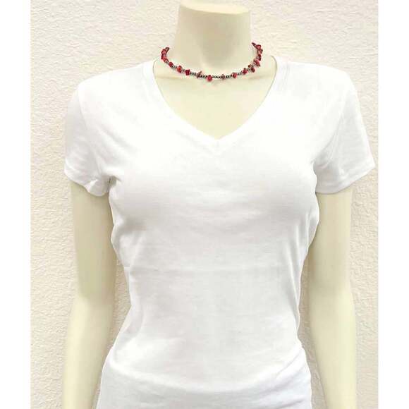 Handmade Navajo Bead and Coral Chip Stone Necklace 16 to 21 Inches Long - Picture 3 of 3